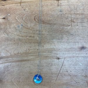 Silver enamel sailboat necklace 18” chain